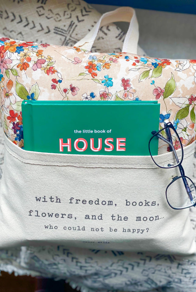 Floral Reading Pillow- Wilde with Book Flat Lay