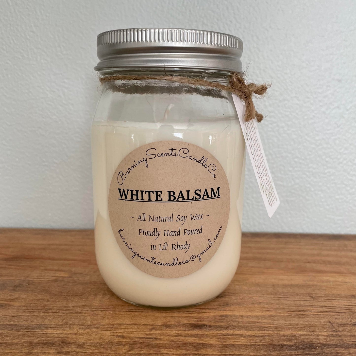 Hand Poured Soy Wax Candle- White Balsam