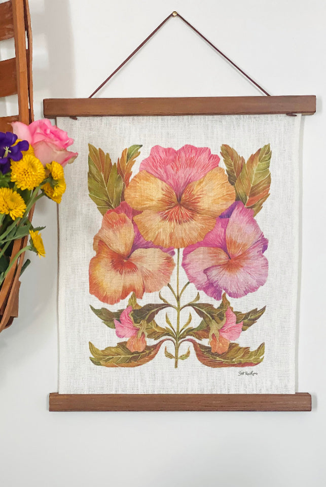 Blooming Trio Watercolor Fine Art Print on Linen