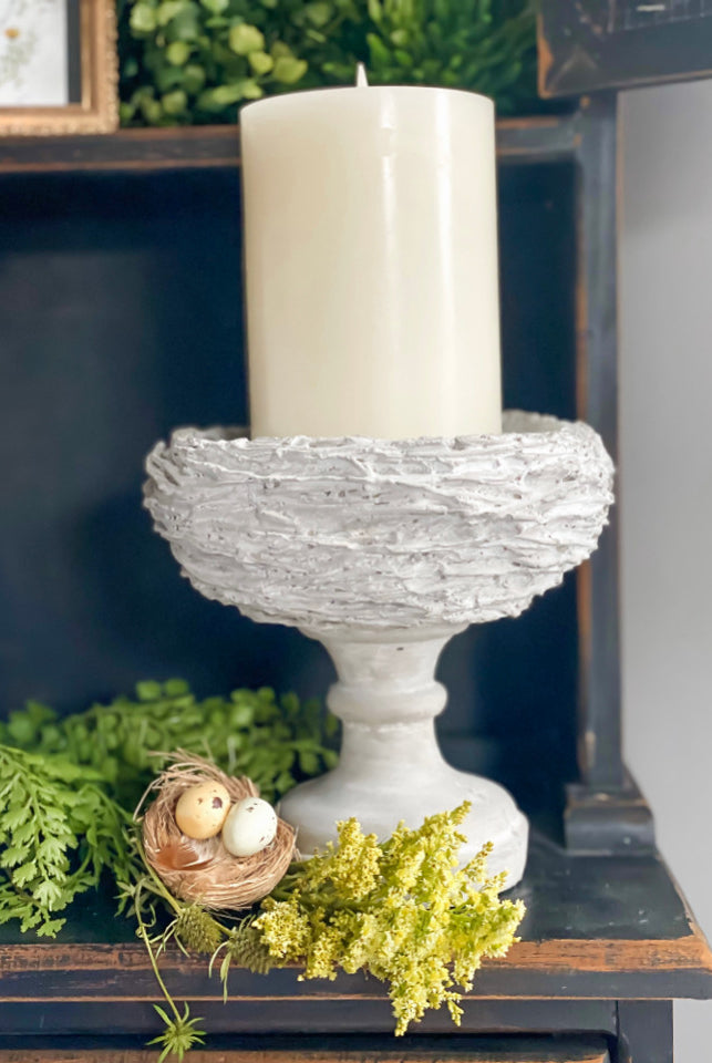 Cement Nest Pillar Candle Holder
