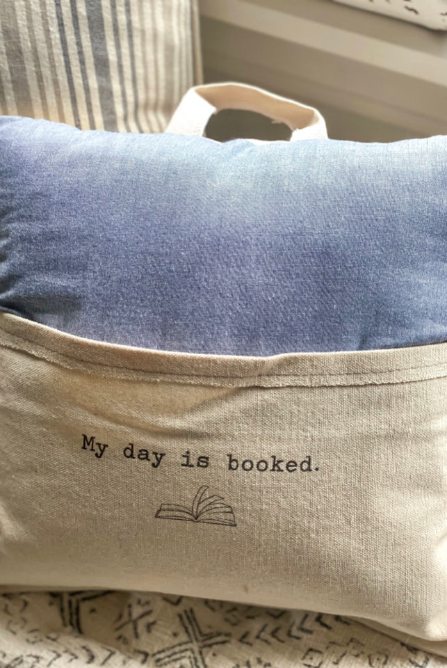 Chambray Reading Pillow- My Day Is Booked