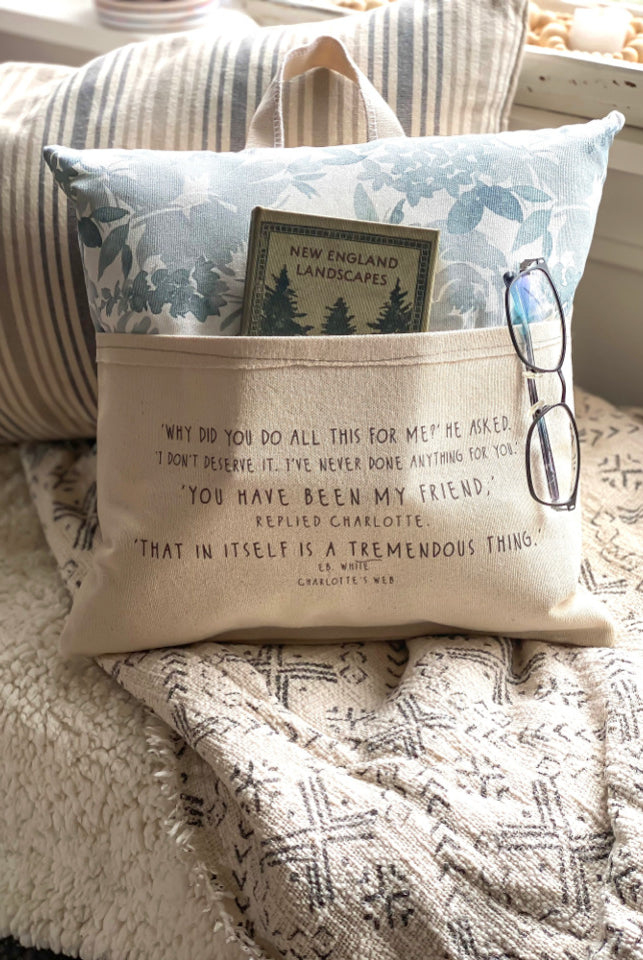 Charlotte's Web Reading Pillow- You Have Been My Friend with Book and Glasses
