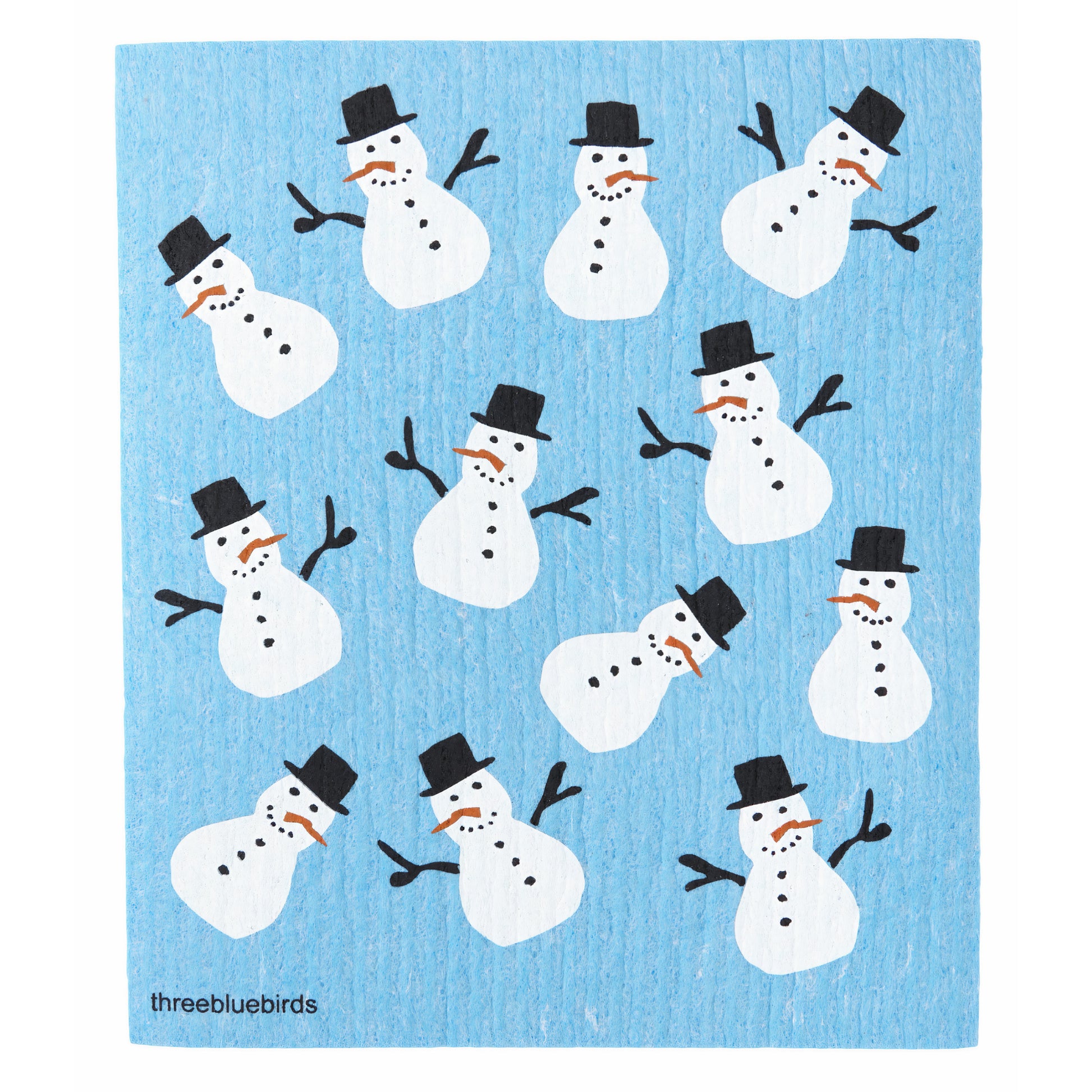 Frosty Friends on Blue Swedish Dishcloth