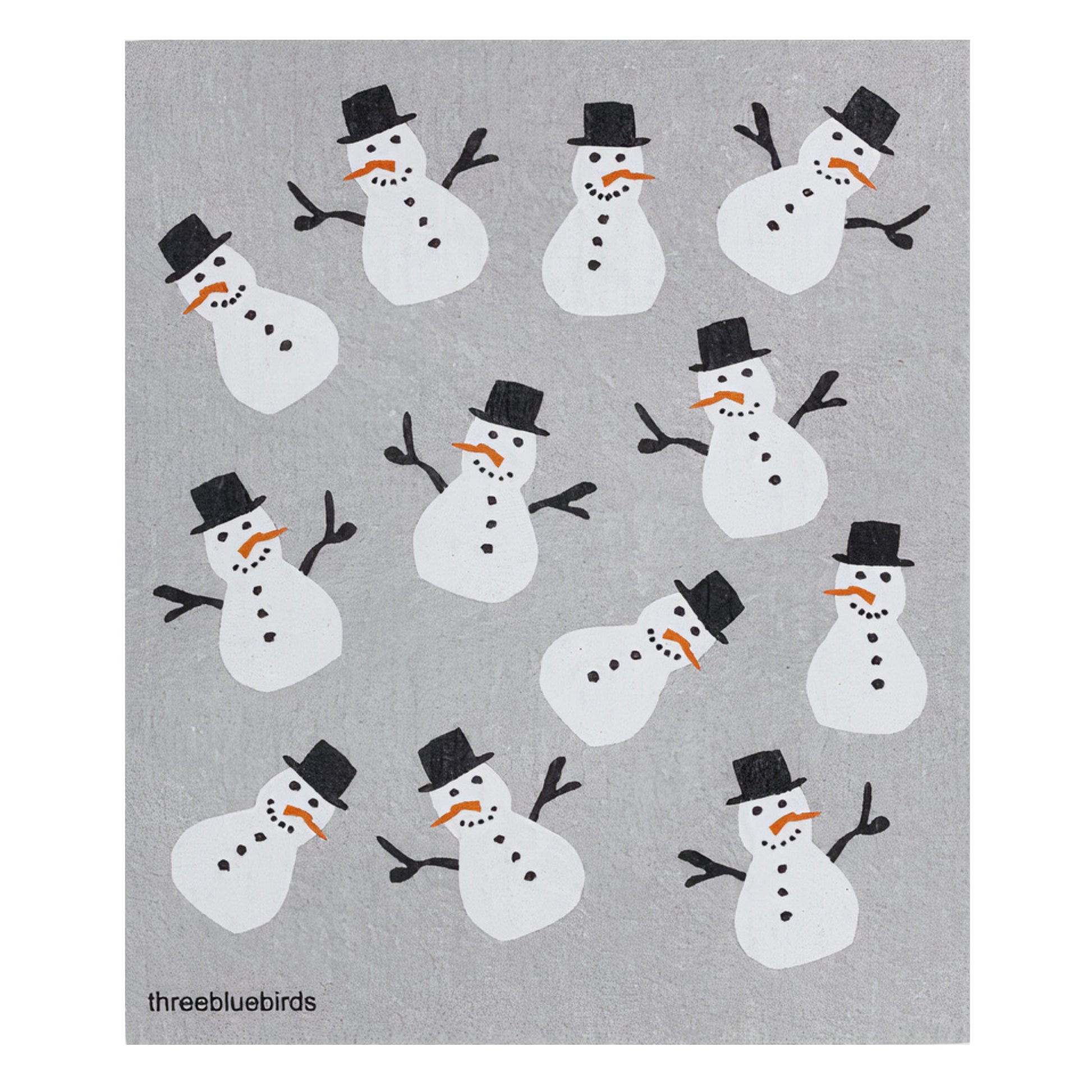 Frosty Friends on Grey Swedish Dishcloth