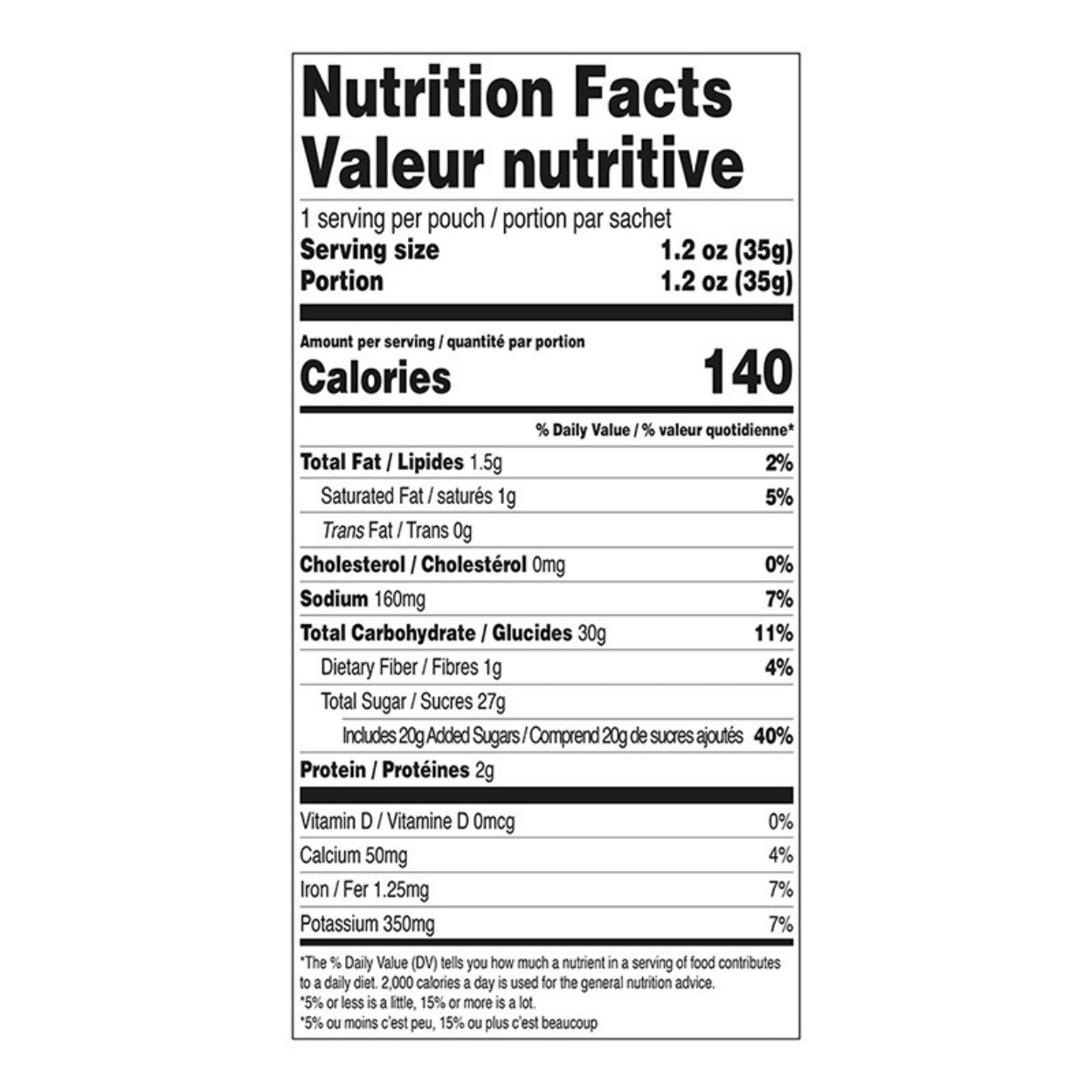Mini Hot Chocolate Double Truffle- Fox Nutrition Facts Label