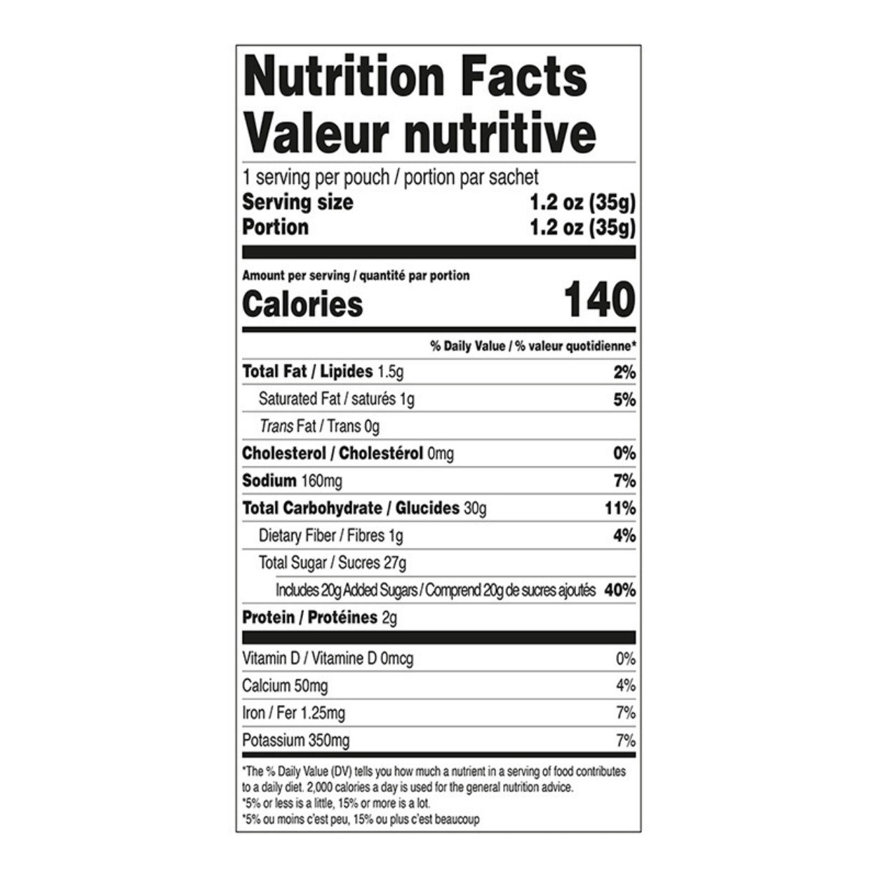 Mini Hot Chocolate Double Truffle- Holiday Train Nutrition Facts Label