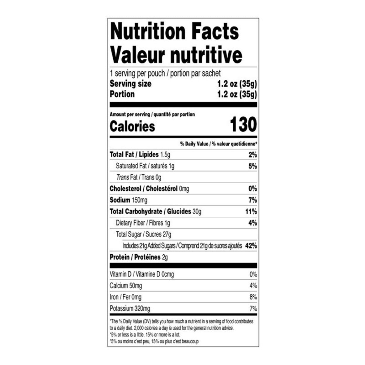 Mini Hot Chocolate Double Truffle- Reindeer Nutrition Facts Label