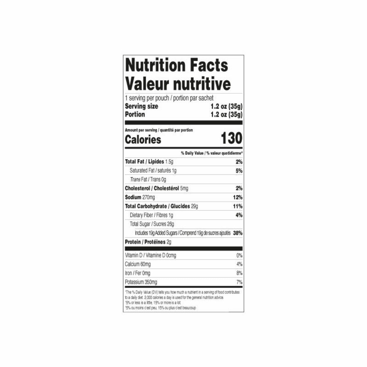 Mini Hot Chocolate Salted Caramel- Snowglobe Nutrition Facts Label