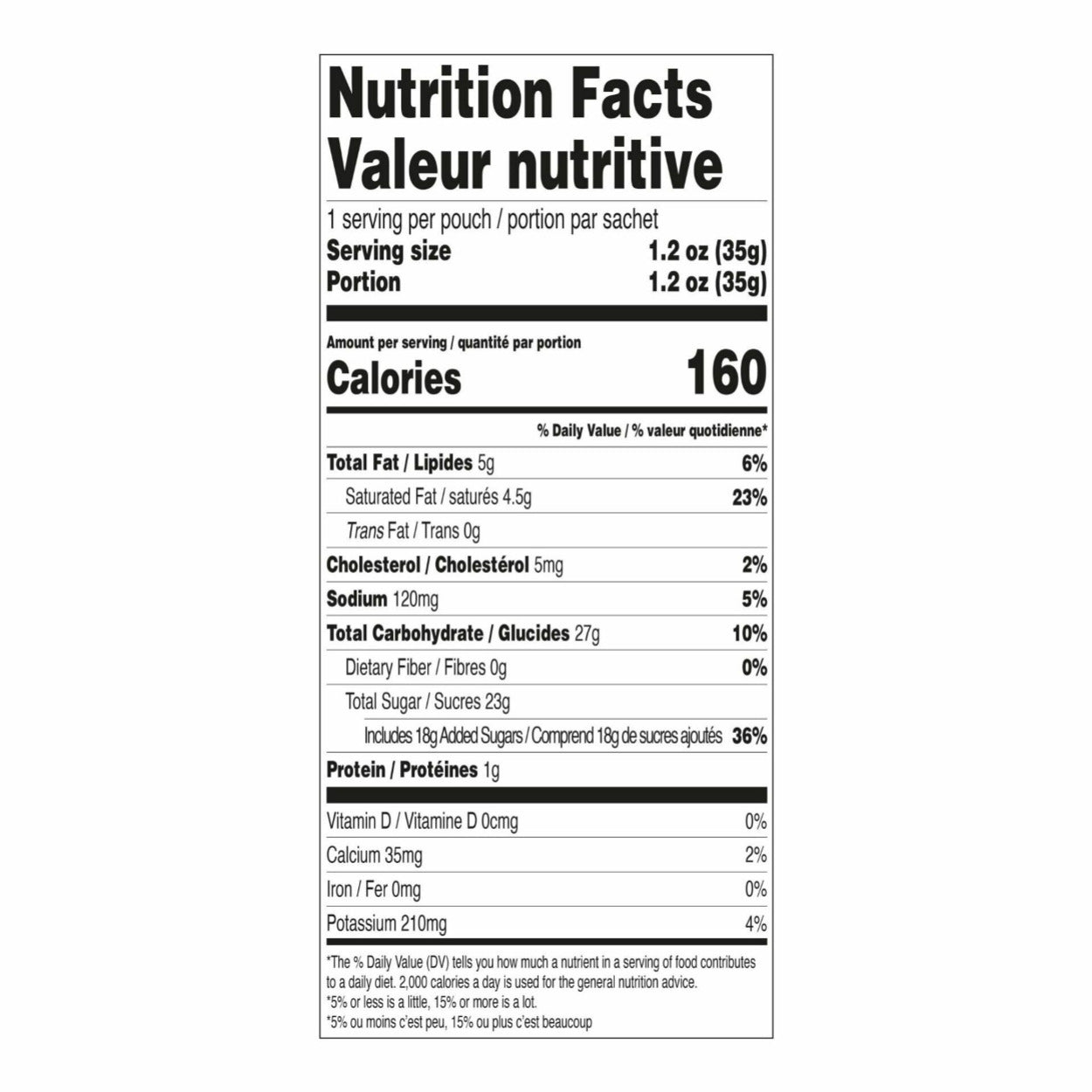 Mini Hot Chocolate White- Polar Bear Nutrition Facts Label