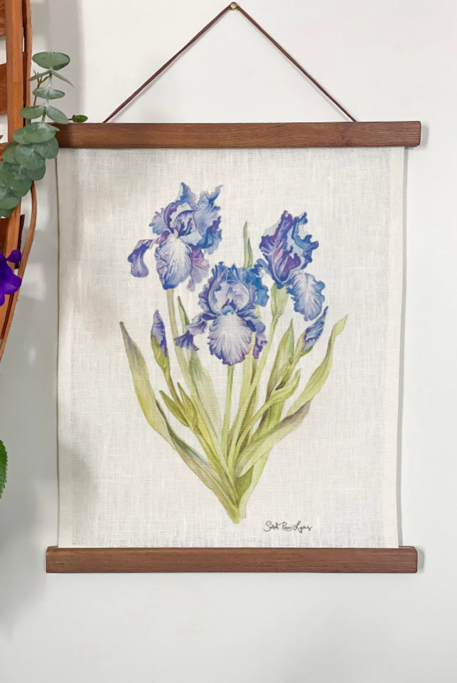 Iris Sisters Framed Watercolor Fine Art Print On Linen