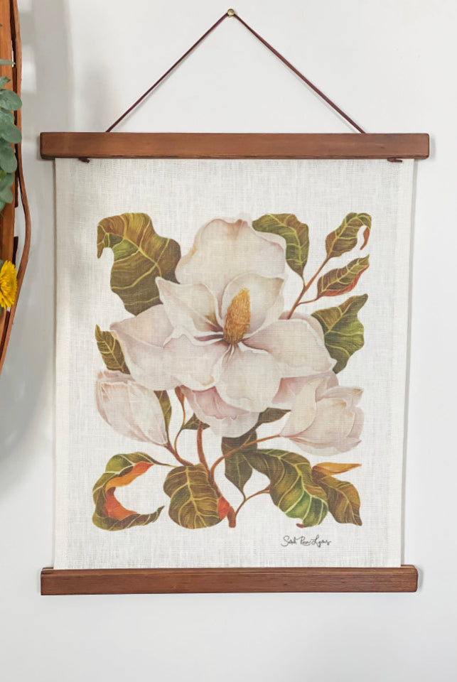 Magnolia Watercolor Fine Art Print on Linen
