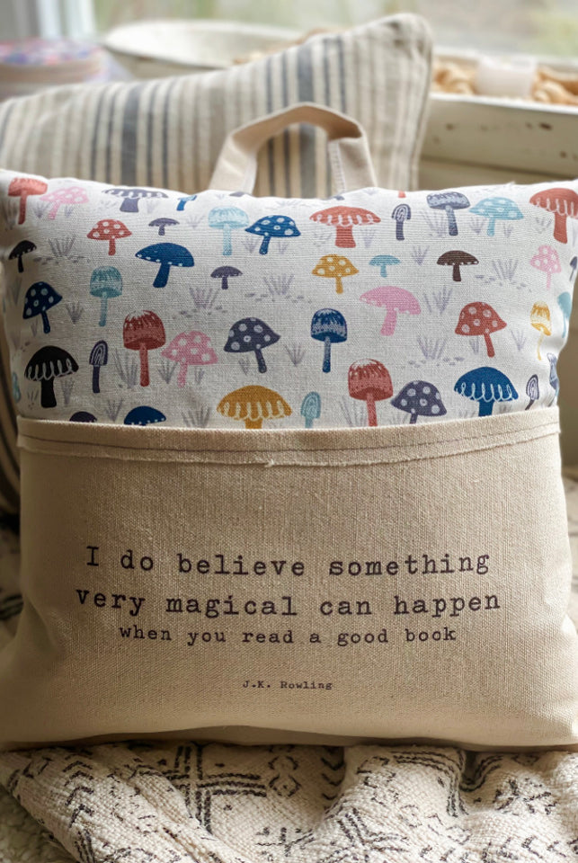 Mushroom Reading Pillow- Something Very Magical Close Up