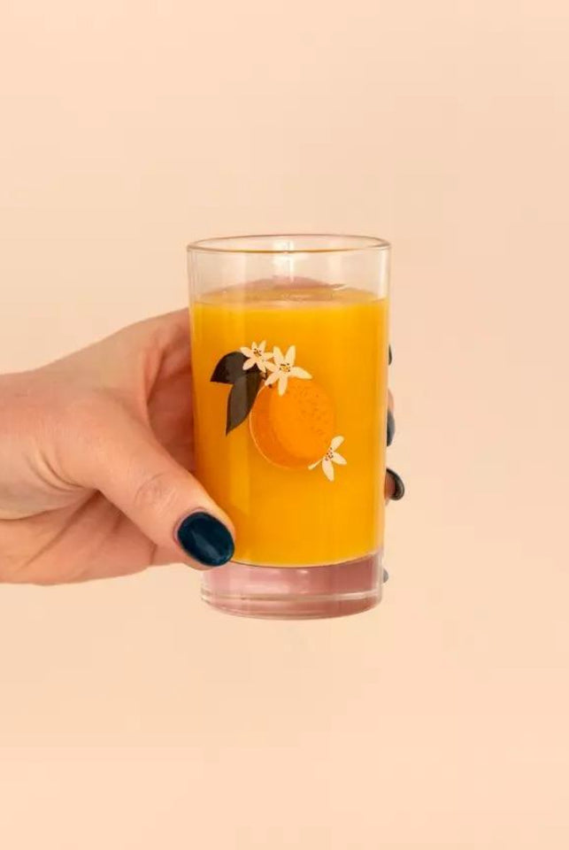 Orange Orchard Mini Juice Glass with Orange Juice Holding 