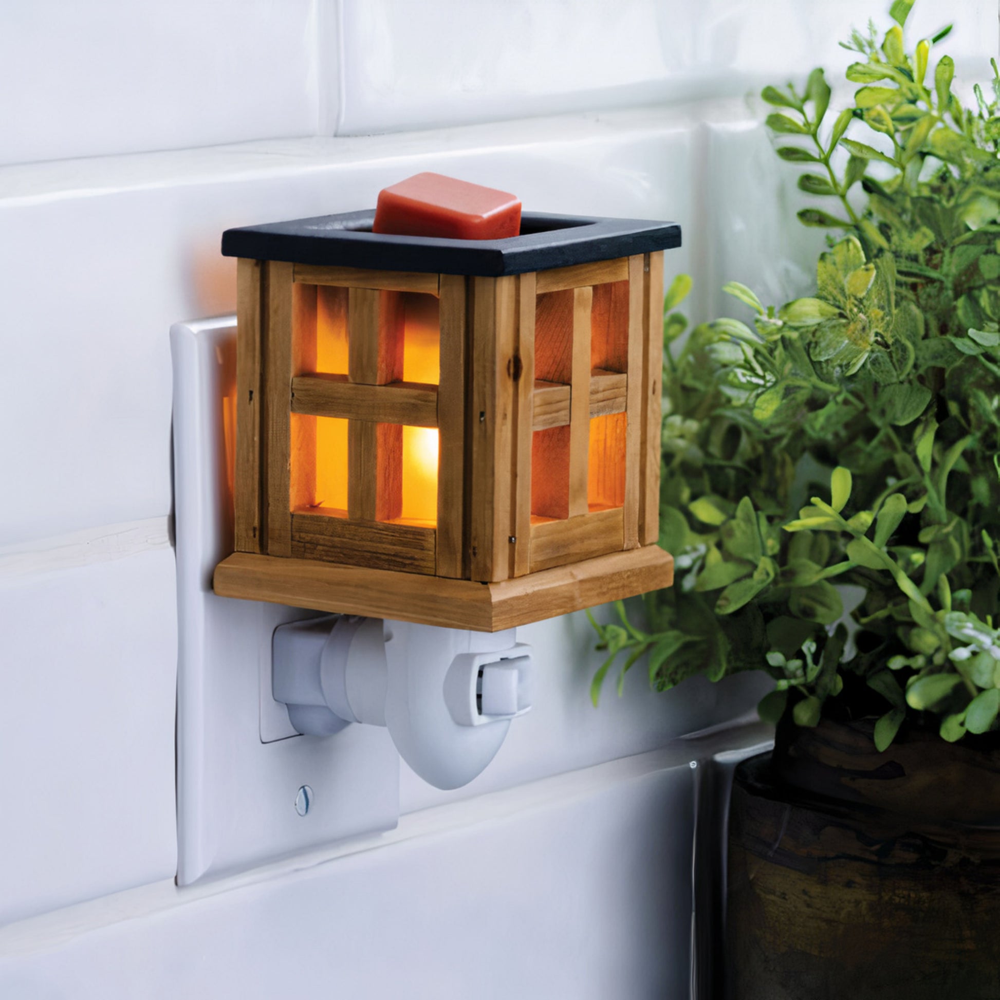 Pluggable Fragrance Warmer Wood Lantern Lifestyle