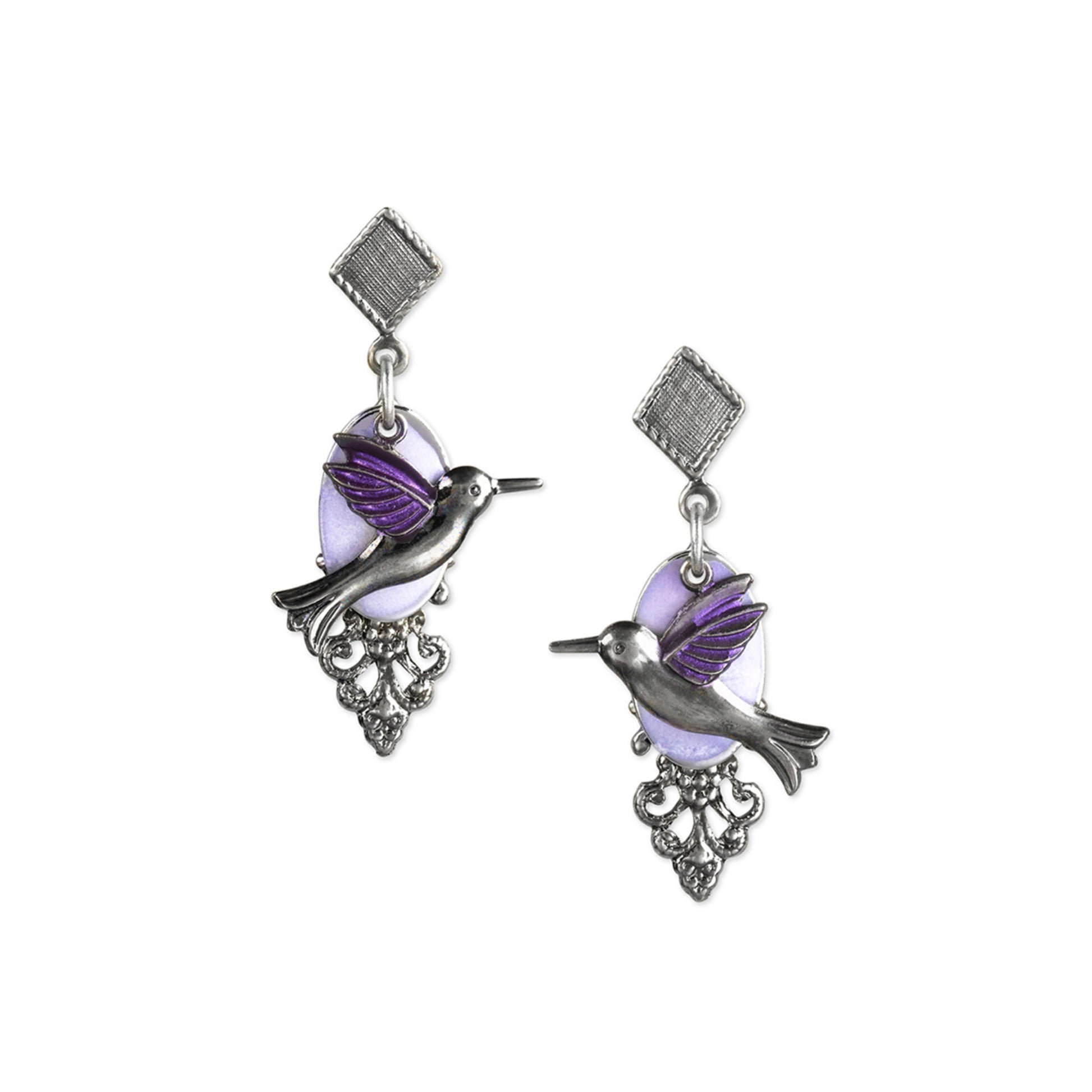 Silver Hummingbird w/ Filigree- Purple