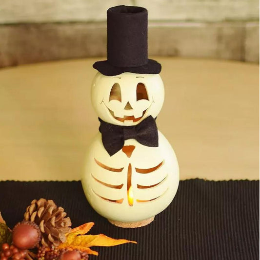 Skully Skeleton Miniature Hand Crafted Gourd Luminary