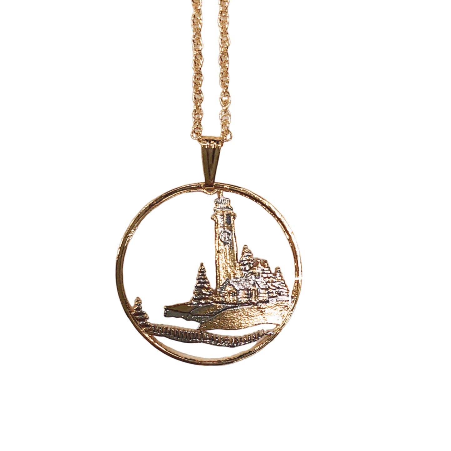Lighthouse Cabin Pendant Coin Necklace
