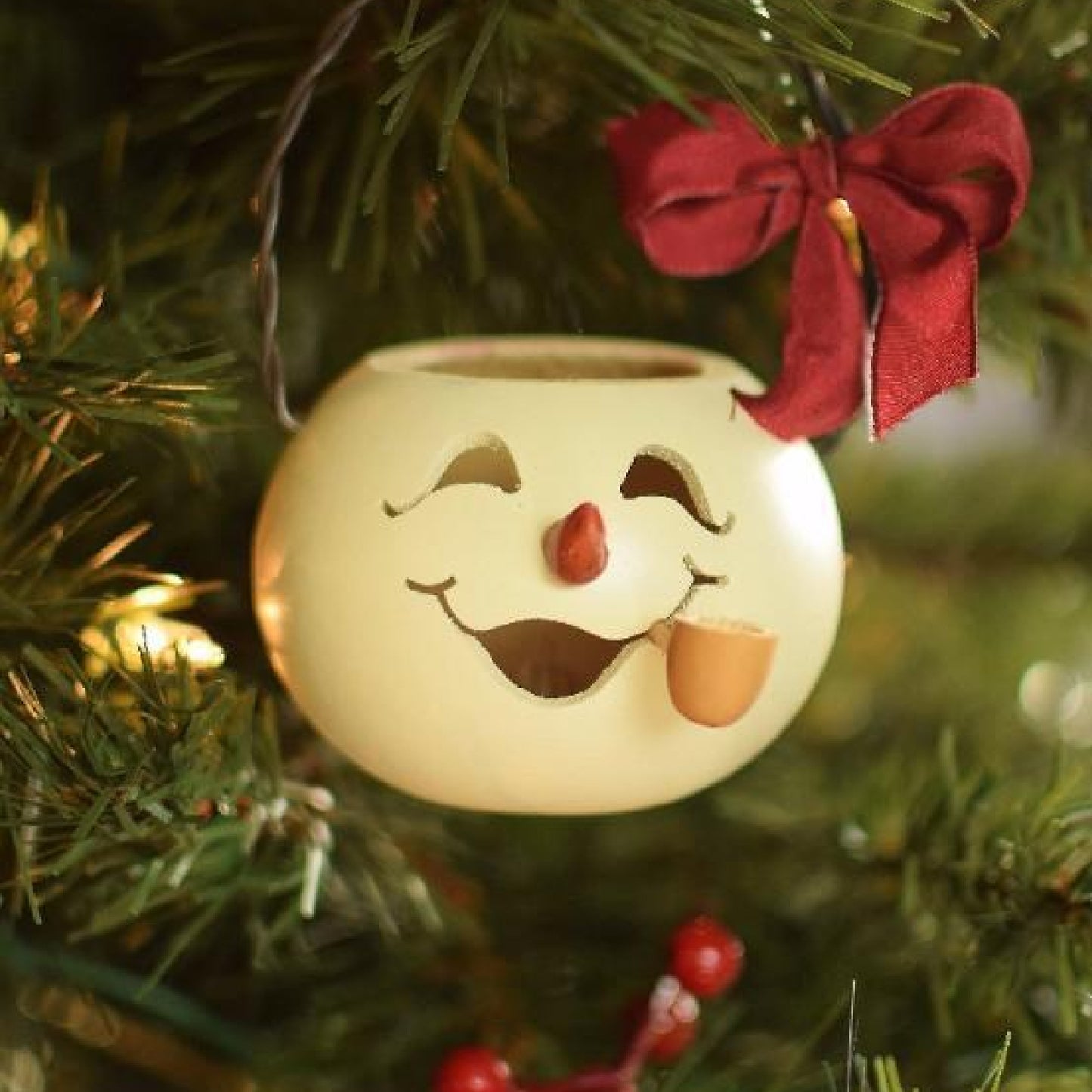Meadowbrooke Snowman Handcrafted Gourd Basket Ornament