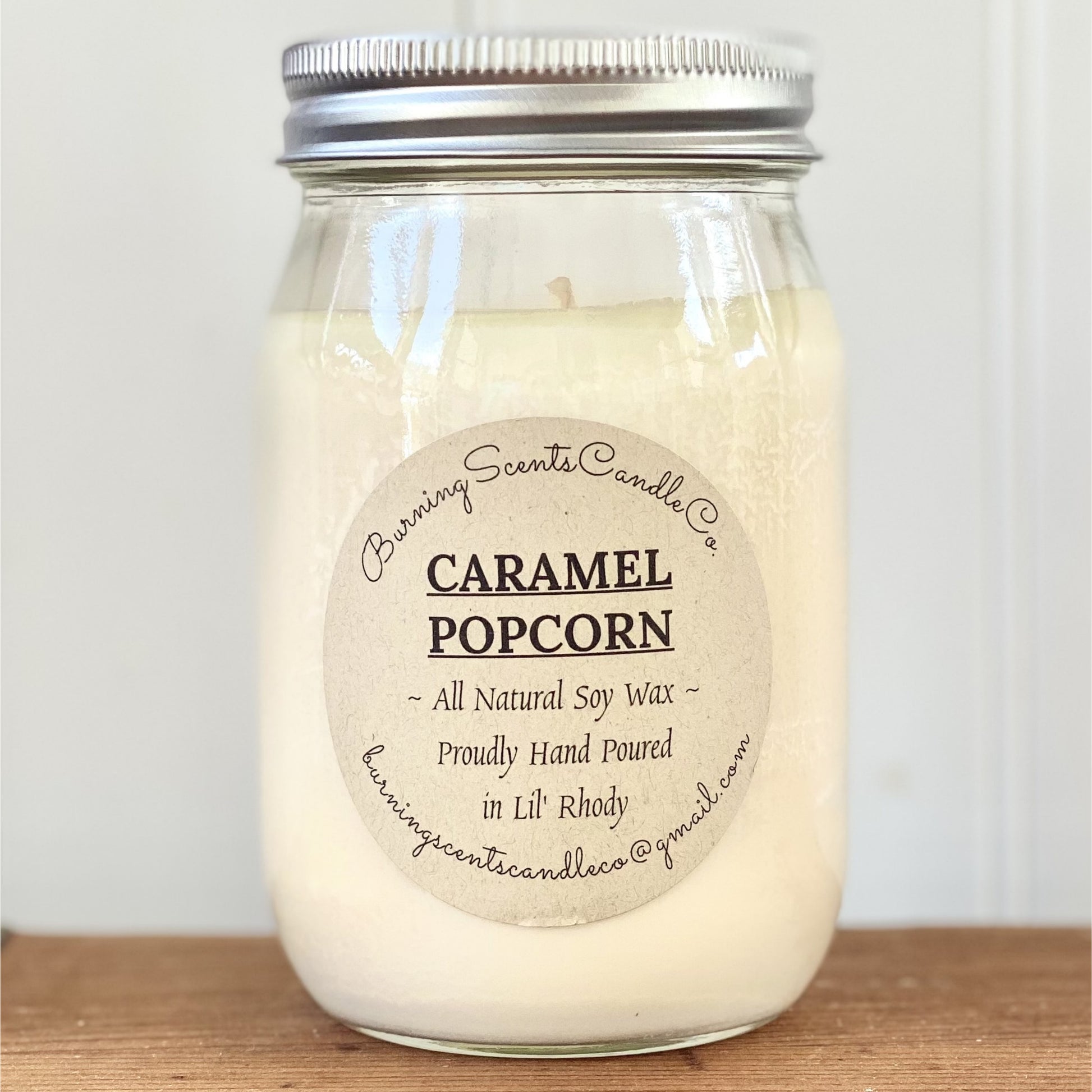 Hand Poured Soy Wax Candle- Caramel Popcorn