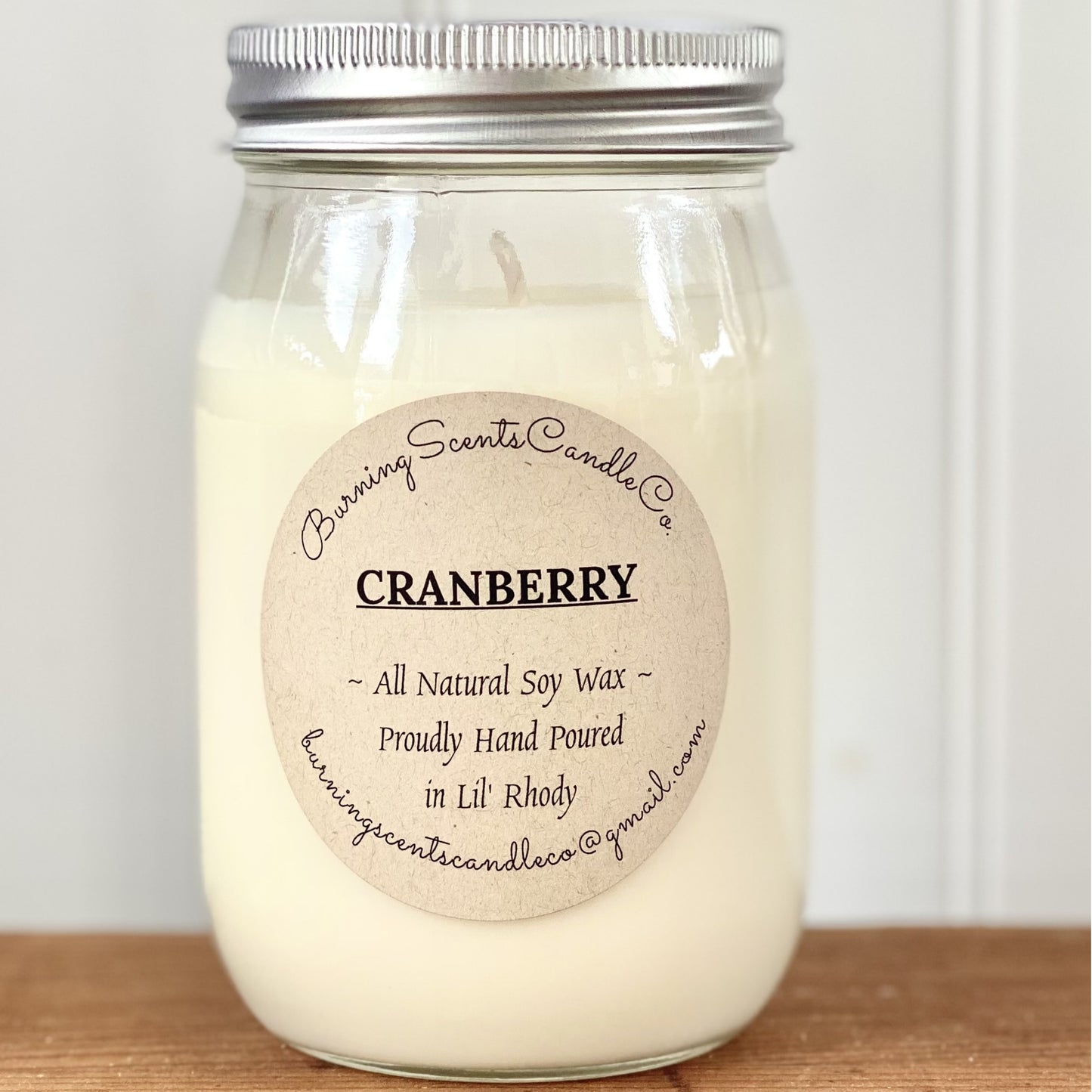 Hand Poured Soy Wax Candle- Cranberry