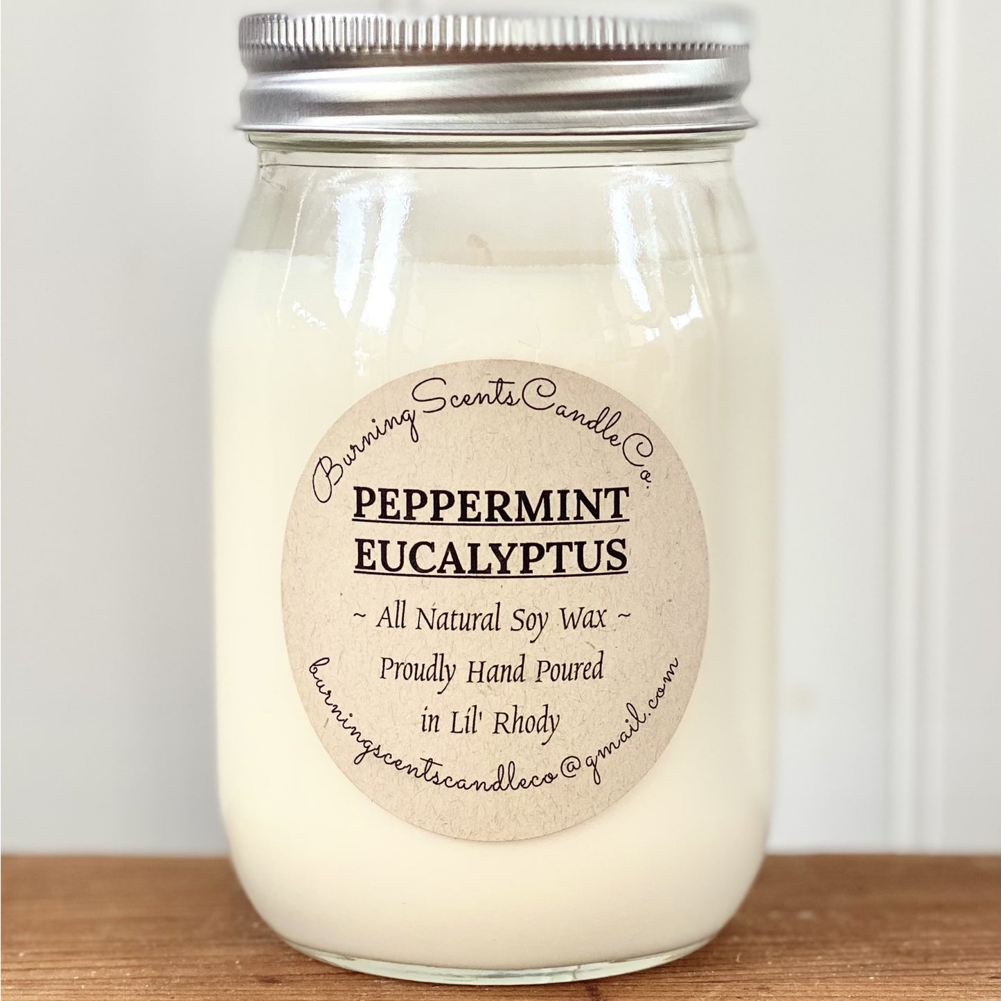 Hand Poured Soy Wax Candle- Peppermint Eucalyptus