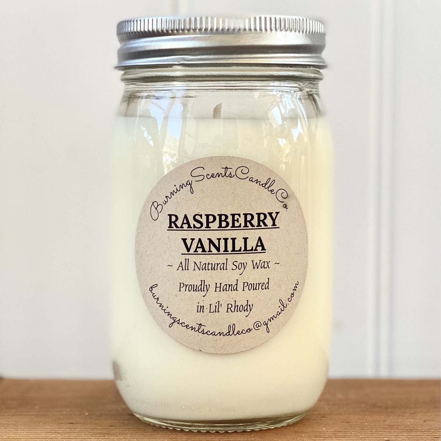 Hand Poured Soy Wax Candle- Raspberry Vanilla