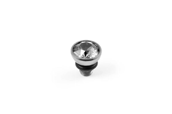 Interchangeable Top Bottone Stainless Steel Silver Swarovski 5 mm Crystal