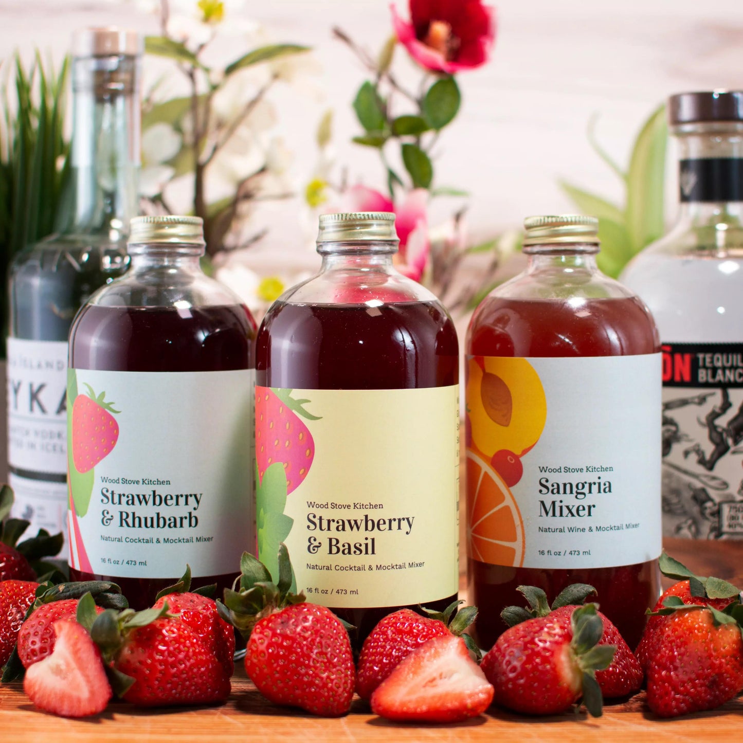 Strawberry Rhubarb Natural Cocktail & Mocktail Mixer 16 fl oz Lifestyle
