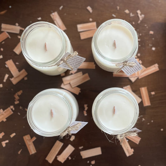 Hand Poured Wood Wick Soy Wax Candle (Select for Scent Options)